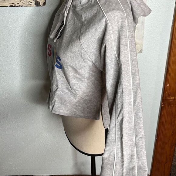 K Swiss Multicolor Logo Long Sleeve Crop Top Hoodie Women's Gray Jacket Size Sma - Picture 5 of 12